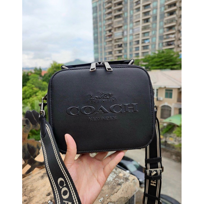Túi Coach nam đeo chéo da thật Top Handle
