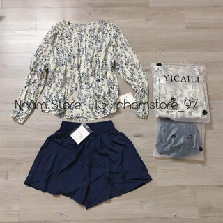( Order - Ảnh thật ) Set áo sơ mi hoa nhí + quần short thô