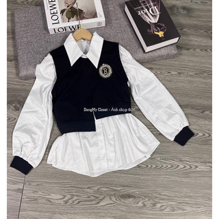 Set áo sơmi + gile tag đá