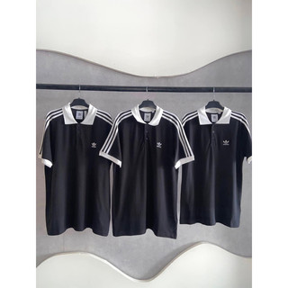 Áo thun polo adidas sọc tay 3 lá logo thêu, áo phông cổ bẻ nam nữ hàn quốc xuất xịn
