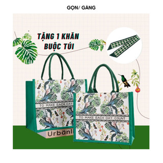 Túi vải túi canvas B5 A4 size to đựng quần áo đi chơi đi học họa tiết lá trầu bà form cứng chống nước cúc bấm Gọn Gàng
