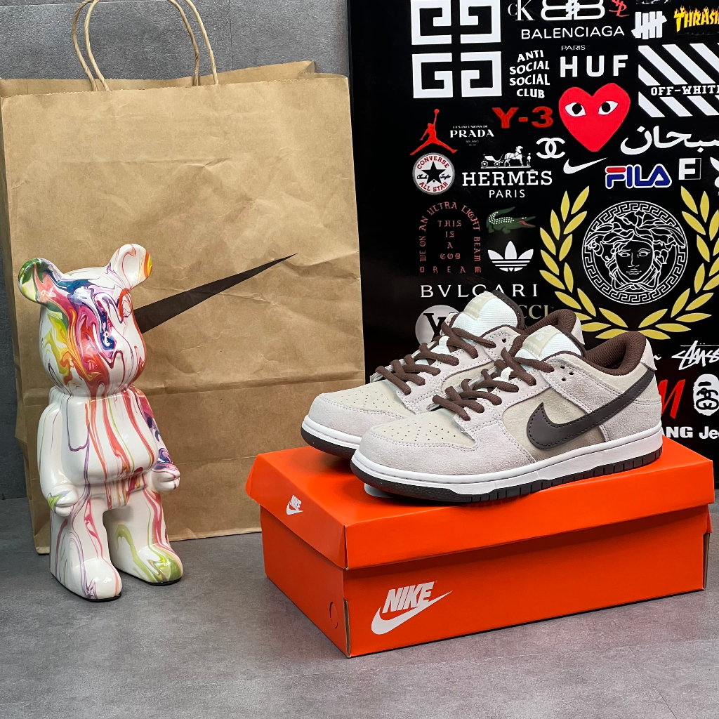 Giày Sneaker Nike SB Dunk Low Mahogany, Giày Thể Thao Nam Nữ SB Nâu đậm, Full Box + Free Tất Nike