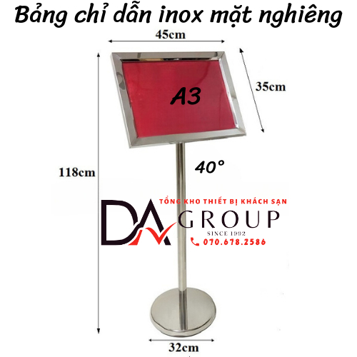 BẢNG CHỈ DẪN INOX A1, A2, A3, A4 NHÀ HÀNG KHÁCH SẠN CAO CẤP D033