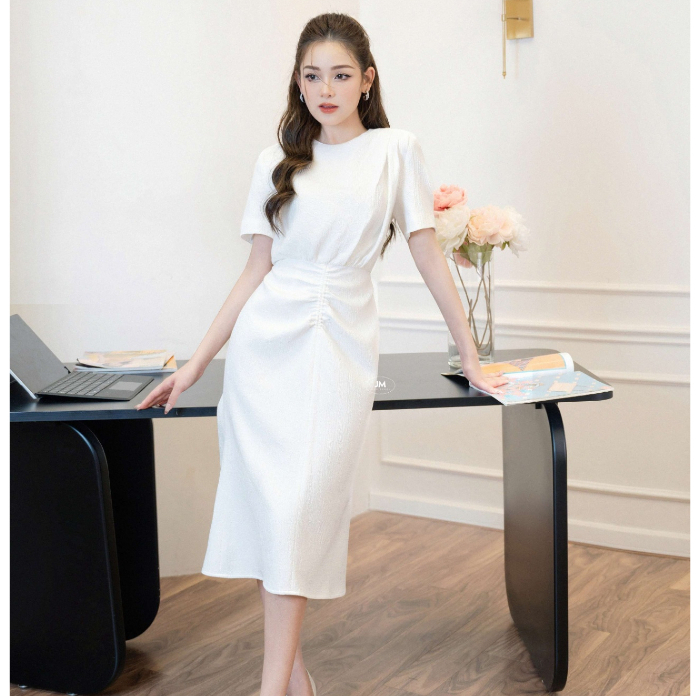 Đầm thiết kế JM Dress Design cổ tròn, chân đuôi cá 1S79.2305ST