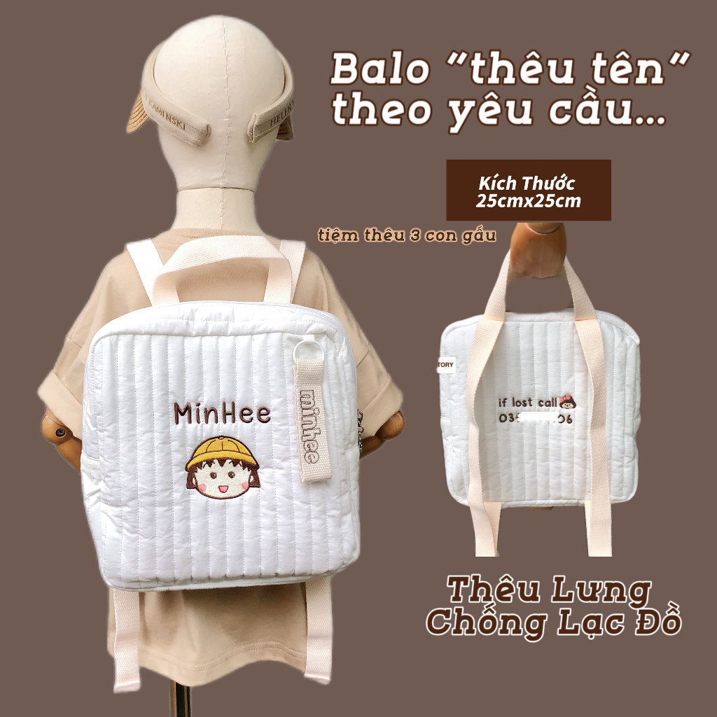 TEDDYBEAR🐻 Balo 25x25cm Chống Lạc Đồ Thêu Bé 4-.12 Tuổi  -  Ba Lô Thêu Tên Theo Yêu Cầu Khách Đặt