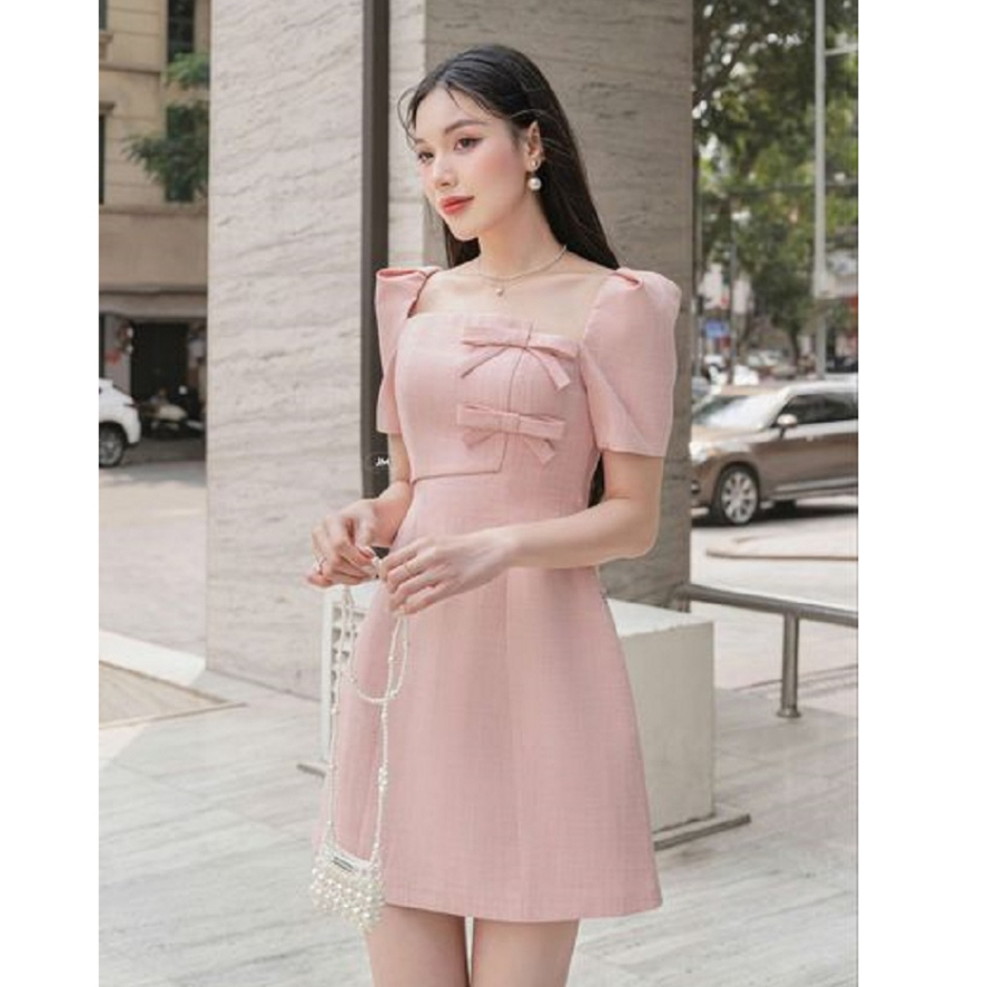 JM Dress Desgin - Đầm cổ U 2 nơ lệch 1S55.2303ST