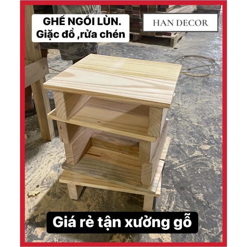 GHẾ NGỒI GIẶC ĐỒ , RỬA CHÉN GỖ CAO 10cm LÙN CHO CÁC NỘI TRỢ , CHỊU LỰC 200kg