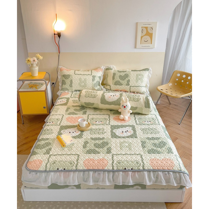 Chiếu điều hoà cao su non 5D VIP bọc chun viền bèo HANNA BEDDING siêu dày, siêu mát, siêu chất lượng