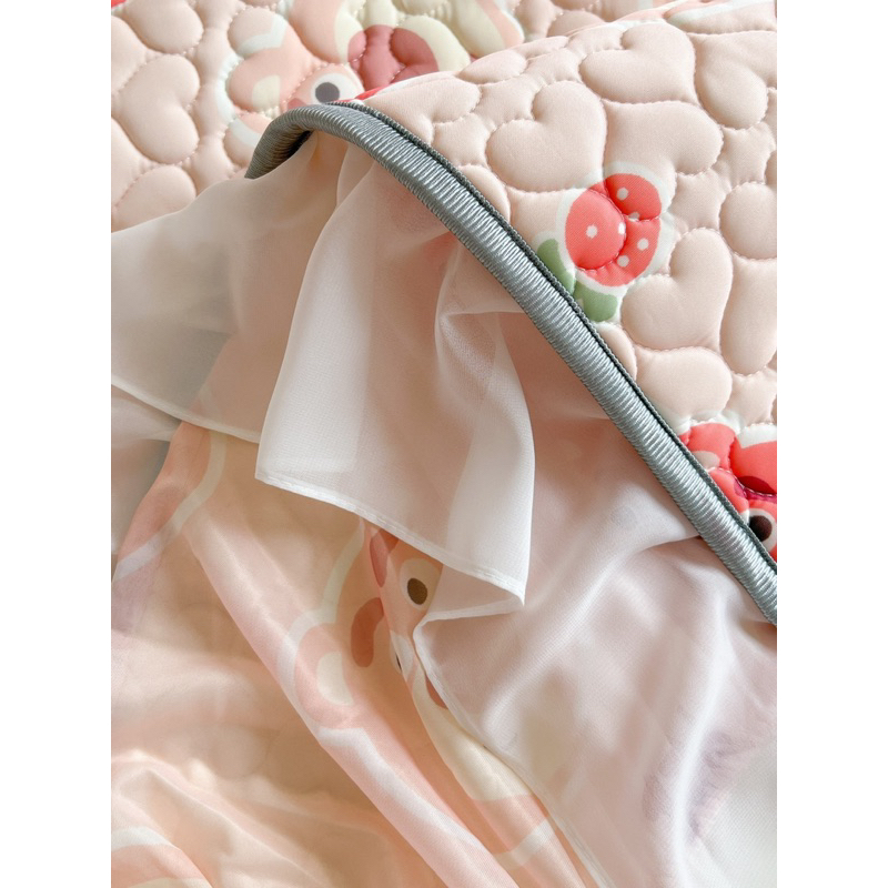 Chiếu điều hoà cao su non 5D VIP bọc chun viền bèo HANNA BEDDING siêu dày, siêu mát, siêu chất lượng