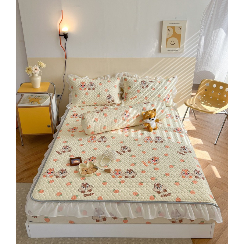 Chiếu điều hoà cao su non 5D VIP bọc chun viền bèo HANNA BEDDING siêu dày, siêu mát, siêu chất lượng