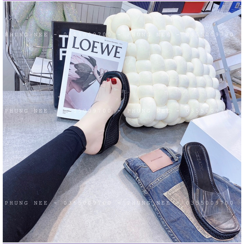 Dép nữ quai trong đế cói xuồng 9cm phong cách trẻ trung siêu dễ đi, thoải mái phối đồ sang chảnh