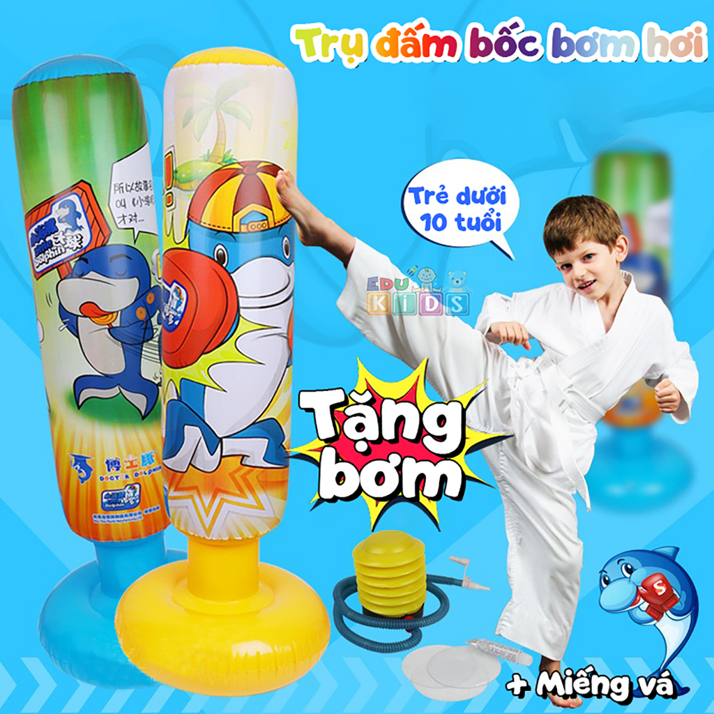Bao trụ boxing bơm hơi tự cân bằng cho trẻ vận động xả năng lượng, tự tin mạnh mẽ