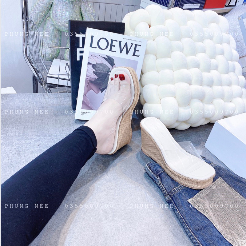 Dép nữ quai trong đế cói xuồng 9cm phong cách trẻ trung siêu dễ đi, thoải mái phối đồ sang chảnh