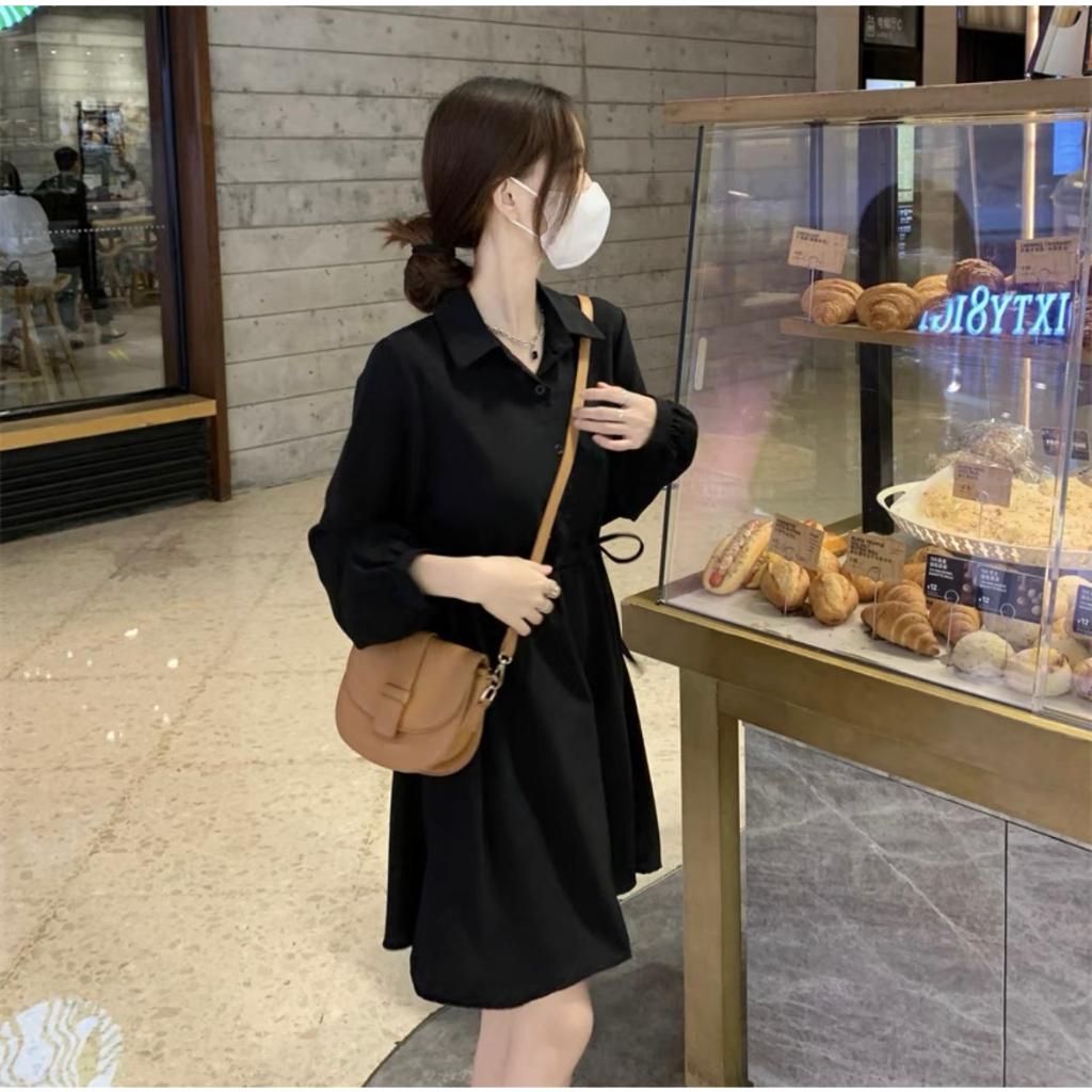 Đầm nữ xinh dáng chữ A dài tay phong cách nhẹ nhàng LL12 Váy nữ xinh dài tay chất liêu vải Umi dày dặn