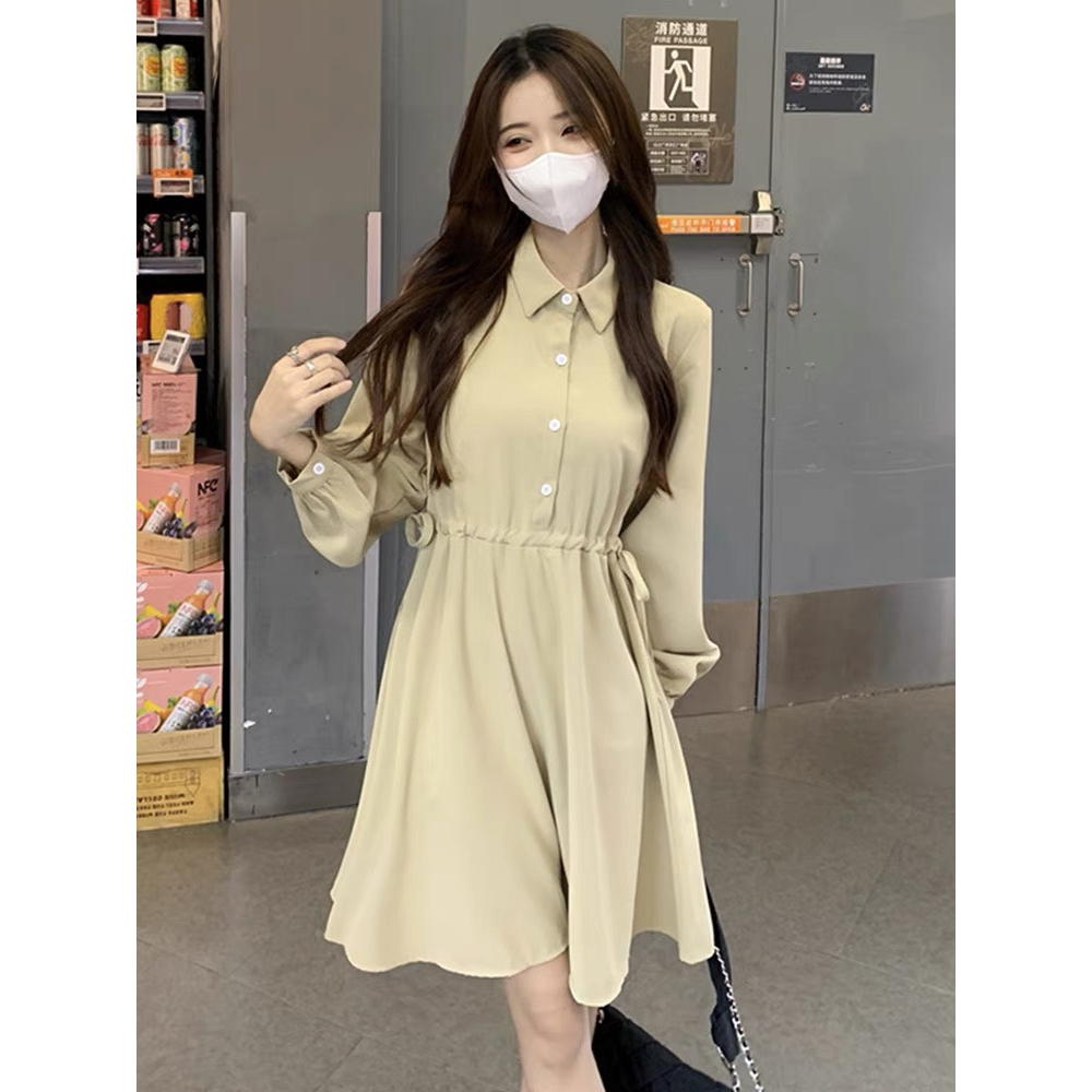 Đầm nữ xinh dáng chữ A dài tay phong cách nhẹ nhàng LL12 Váy nữ xinh dài tay chất liêu vải Umi dày dặn