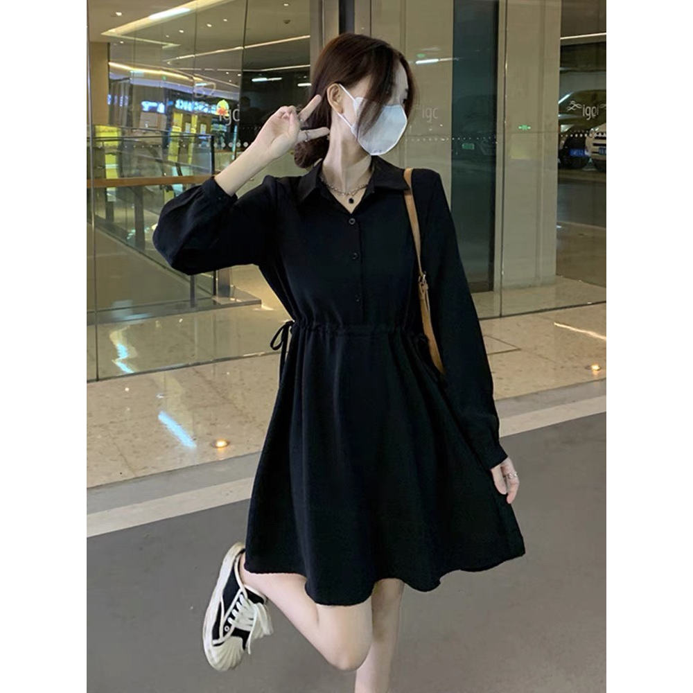 Đầm nữ xinh dáng chữ A dài tay phong cách nhẹ nhàng LL12 Váy nữ xinh dài tay chất liêu vải Umi dày dặn