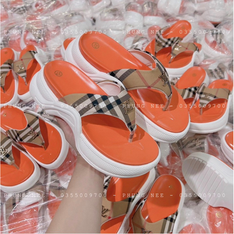 TRỌN BỘ DÉP - GIÀY SANDAL DA L.V ĐẾ LÓT CAM HOT NHẤT 2023