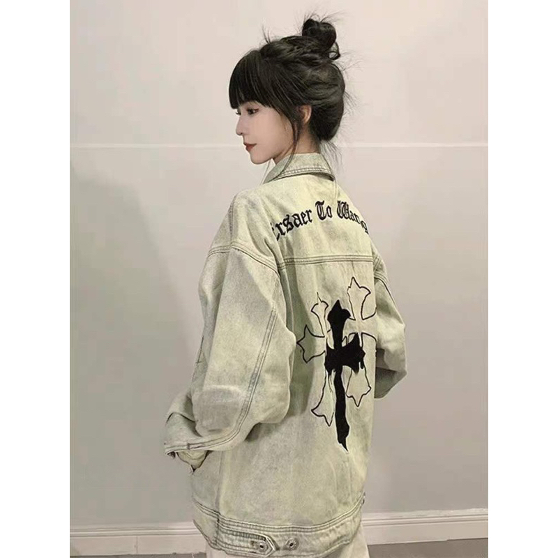 Áo khoác jeans bò thêu Chrome hàng QCL1