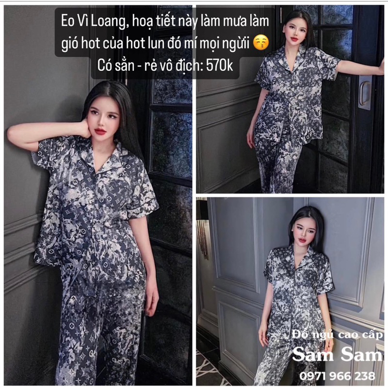 Đồ Bộ Mặc Nhà Pijama Nữ Cộc Dài Tay Cao Cấp - Đồ Ngủ Lụa Quảng Châu