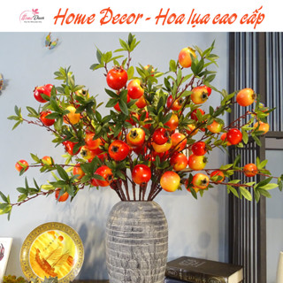 Cành lựu đỏ, cành lựu giả có 7 QUẢ SIÊU TO - Cây hoa giả cao cấp- Trang trí nhà cửa sang trọng, tài lộc Yumi Shop YM116