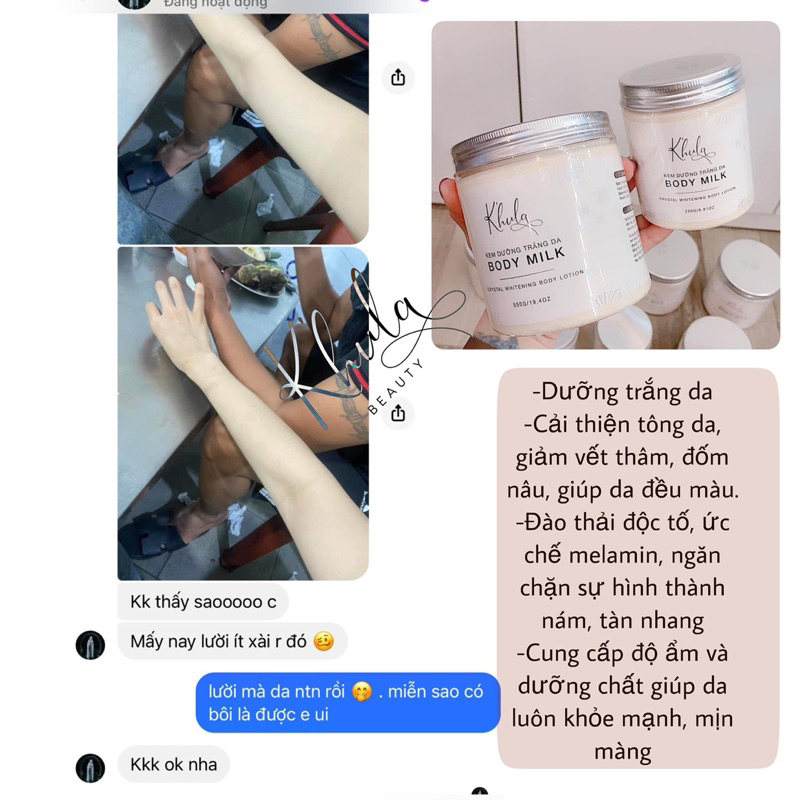 KEM DƯỠNG TRẮNG BODY MILK K’HULA / Bật tone sau 7-14ngày sử dụng
