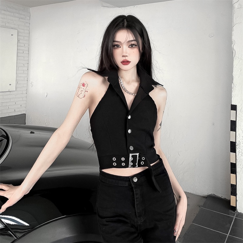 Áo ghile phối dây đai sexy tôn dáng