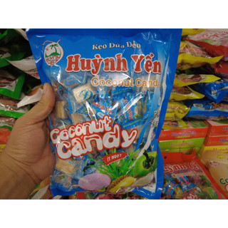 Kẹo dừa Bến Tre Huỳnh Yến vị Đậu phộng - Túi 500g, Kẹo dừa ít ngọt gia truyền, mềm dẻo đậm đà vị dừa