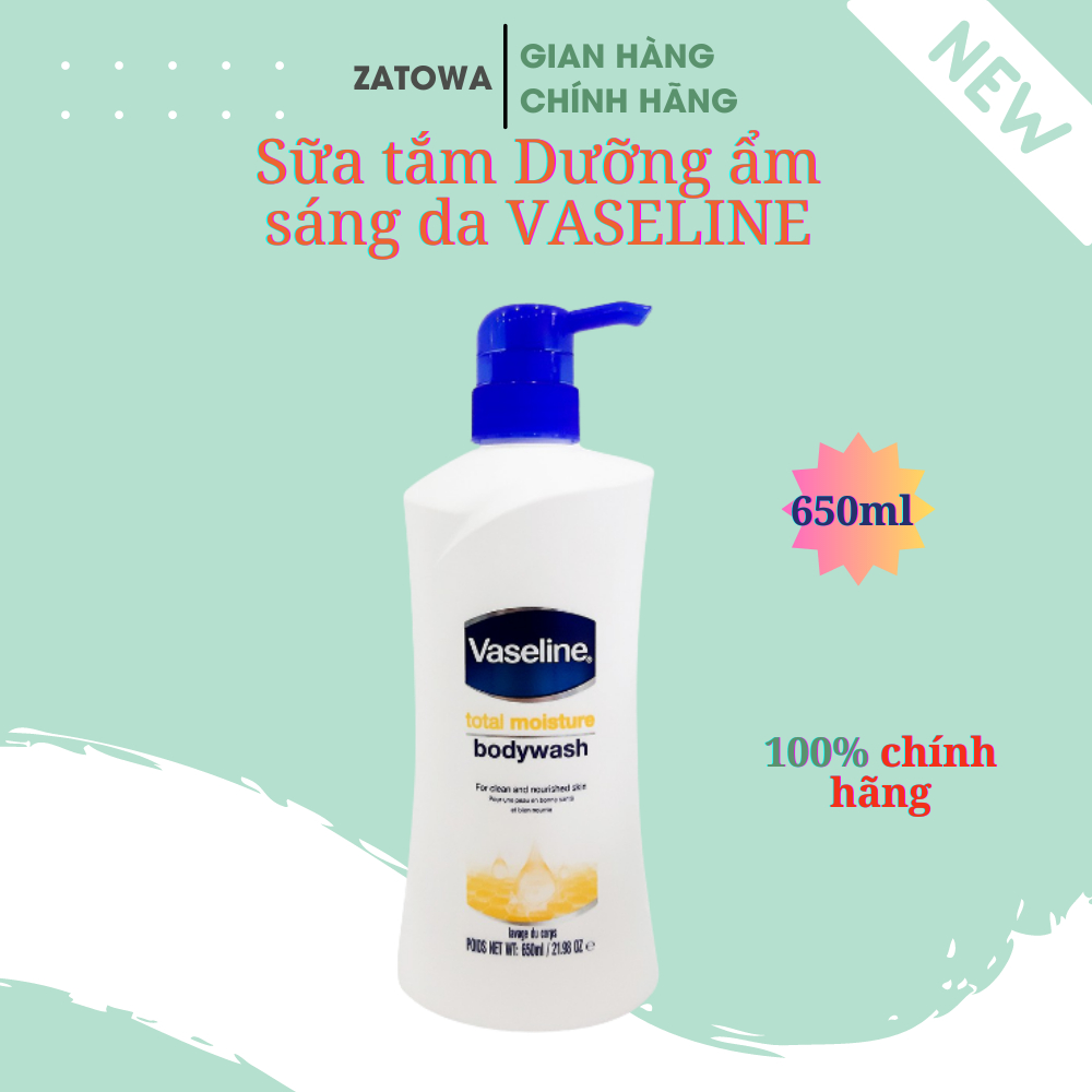 Sữa Tắm Dưỡng Ẩm Trắng Da Vaseline 1L Total Moisture Body Wash Làm Sạch Dưỡng Ẩm Sâu Giúp Da Mịn Màng Trắng Sáng