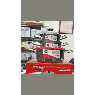 BỘ NỒI INOX 3 ĐÁY SUNHOUSE SH333