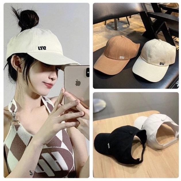 M09 Mũ/Nón Lưỡi Trai Cotton Hở Chóp Thời Trang Hàn Quốc Dành Cho Nữ thêu chữ DYJ