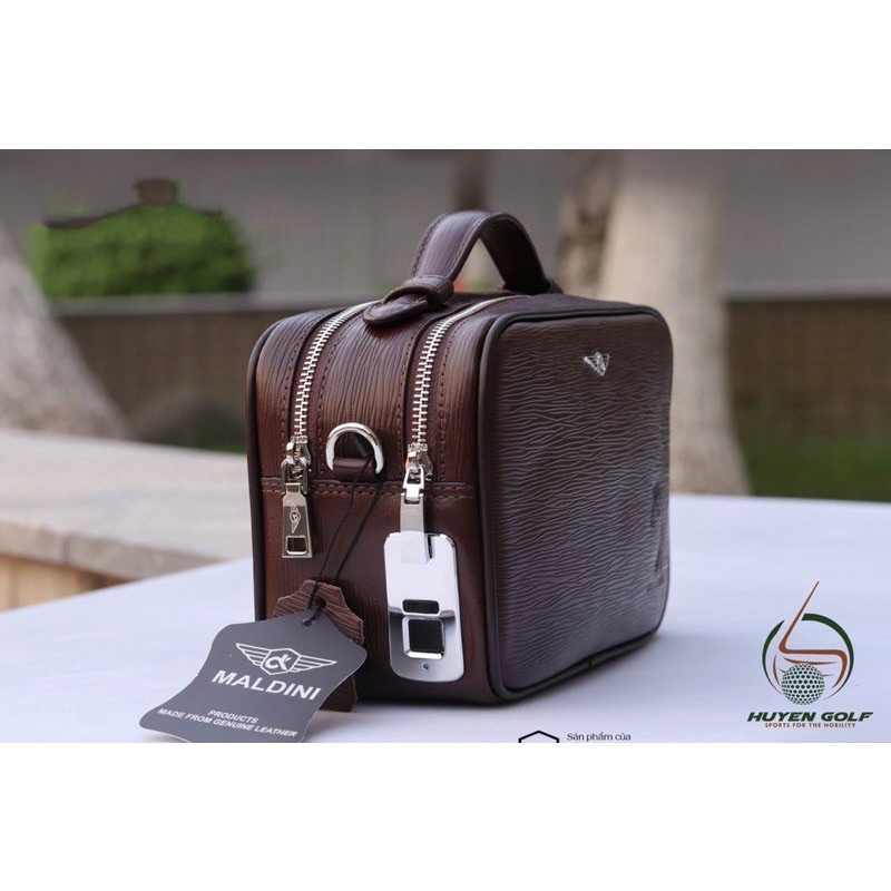 Túi cầm tay golf - Túi golf maldini chất da thật - khoá vân tay - Túi golf cao cấp 2023
