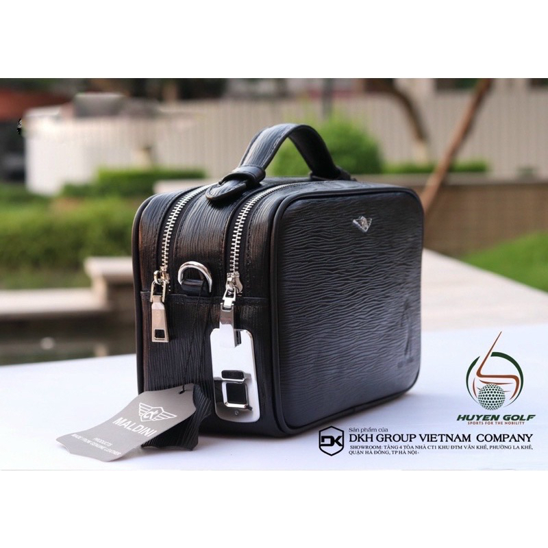Túi cầm tay golf - Túi golf maldini chất da thật - khoá vân tay - Túi golf cao cấp 2023