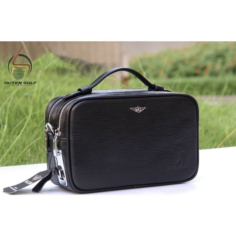 Túi cầm tay golf - Túi golf maldini chất da thật - khoá vân tay - Túi golf cao cấp 2023