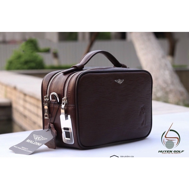 Túi cầm tay golf - Túi golf maldini chất da thật - khoá vân tay - Túi golf cao cấp 2023