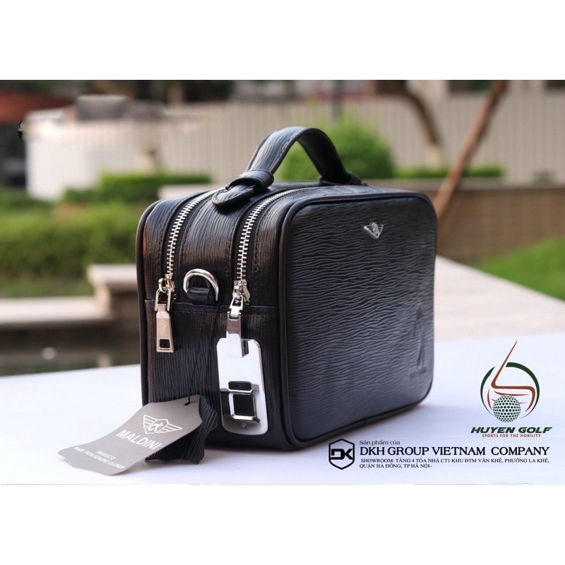 Túi cầm tay golf - Túi golf maldini chất da thật - khoá vân tay - Túi golf cao cấp 2023