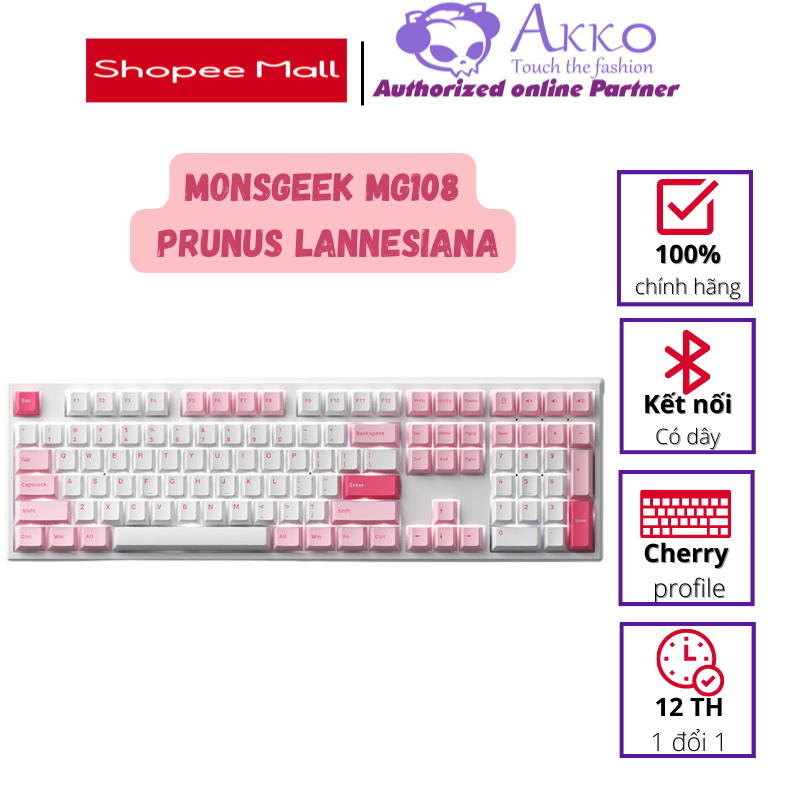 Bàn phím cơ MonsGeek MG108 Prunus Lannesiana (White LED / AKKO cs switch)