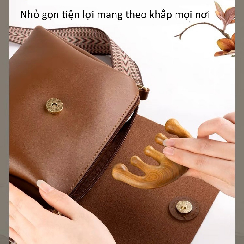 *FREESHIP*LƯỢC GỖ ĐÀN HƯƠNG  MASSAGE DA ĐẦU THÔNG KINH MẠCH CHỐNG TĨNH ĐIỆN