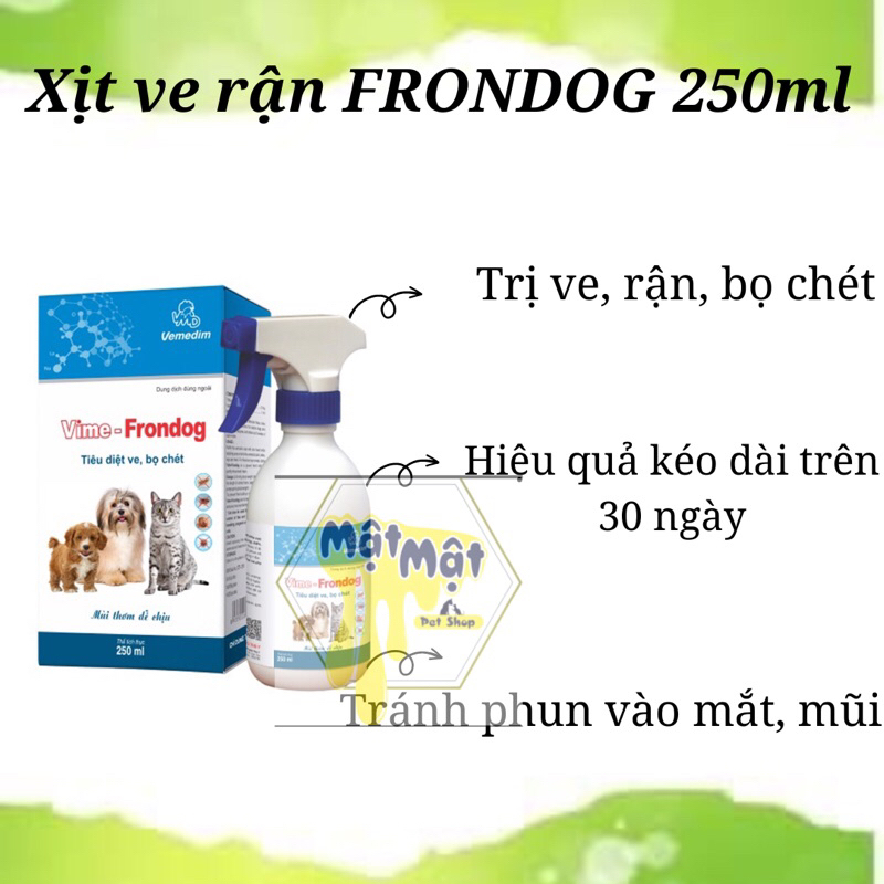 Vime- FRONDOG Thuốc xịt ve rận cho chó mèo VIME FRONDOG 250ML