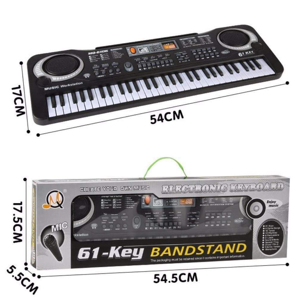 Đàn Piano Điện Tử Keyboard 61 Phím Kèm Mic Và Sạc, Quà Tặng Cho Bé Vui Chơi