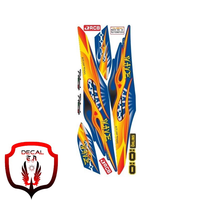 Tem xe WAVE 50cc-100cc mẫu lửa cháy cho xe màu tem 4 lớp chống nước