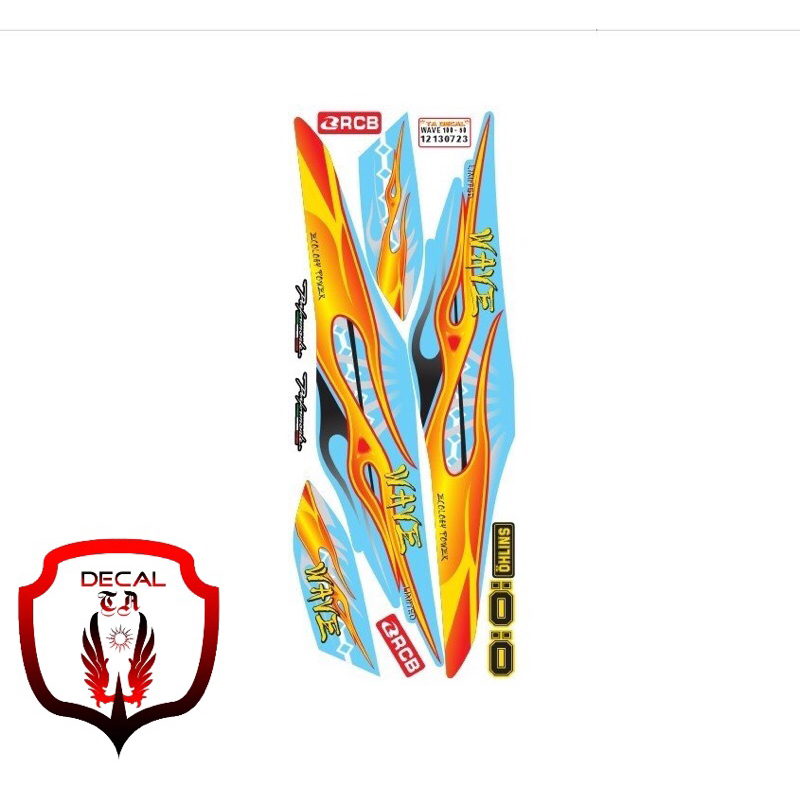 Tem xe WAVE 50cc-100cc mẫu lửa cháy cho xe màu tem 4 lớp chống nước