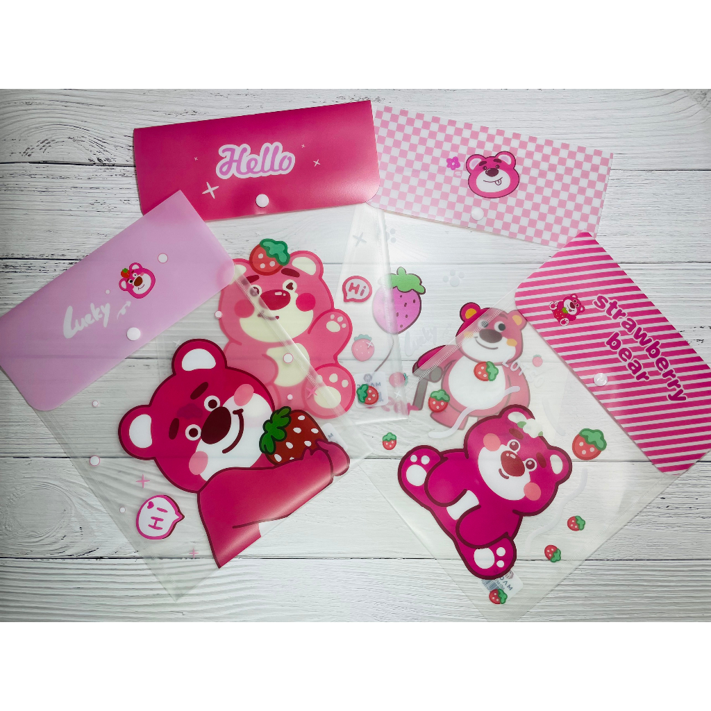 Bìa Nút Đứng Gấu Dâu Khổ A4, Bìa Nút Đứng Hoạt Hình Dễ Thương, Bìa Nút Đứng Đôrêmon, Bìa Đựng Hồ Sơ Sanrio