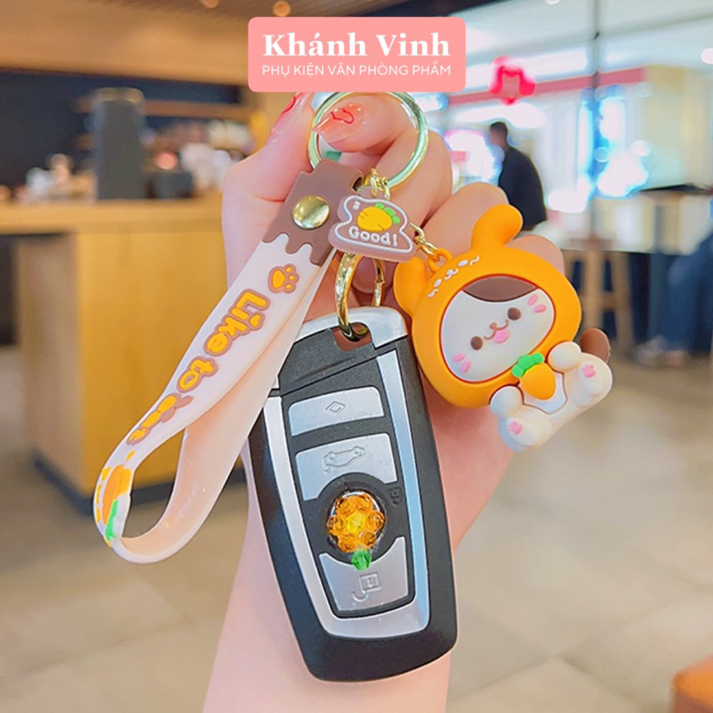 Móc Khoá Cao Cấp Hình Chú Mèo Cosplay Cam Đào Xinh Xỉu | Móc Khoá Cỡ To