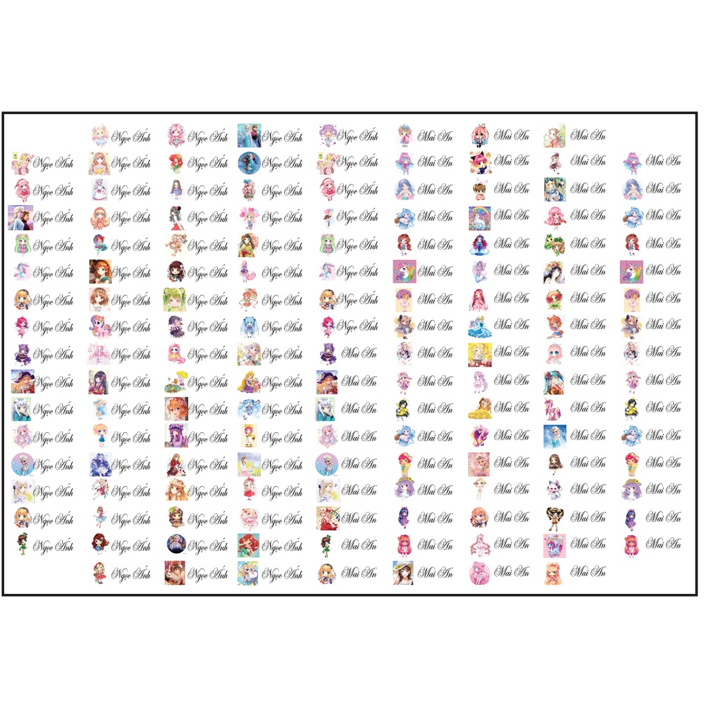 Combo 189 Sticker tên bé