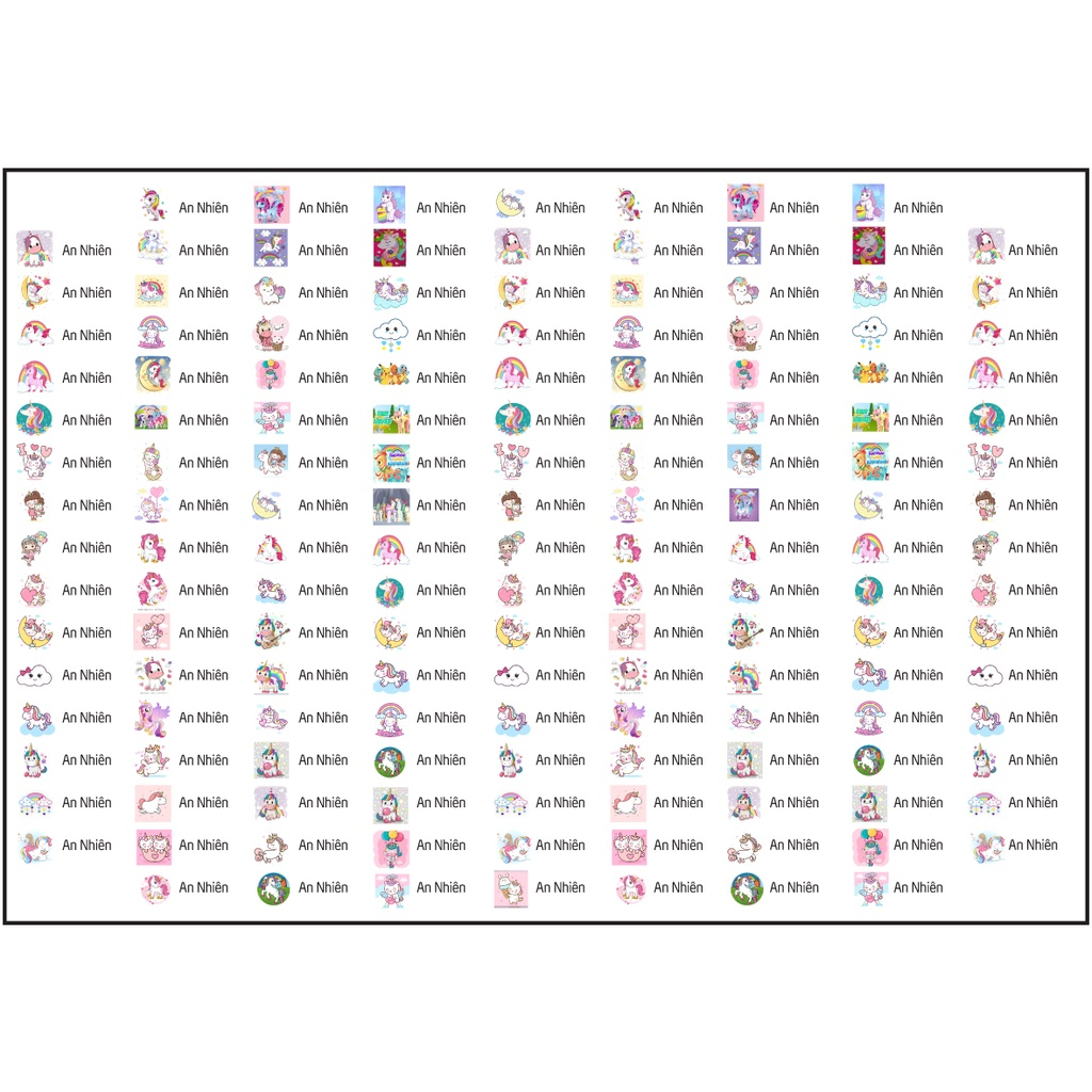 Combo 189 Sticker tên bé