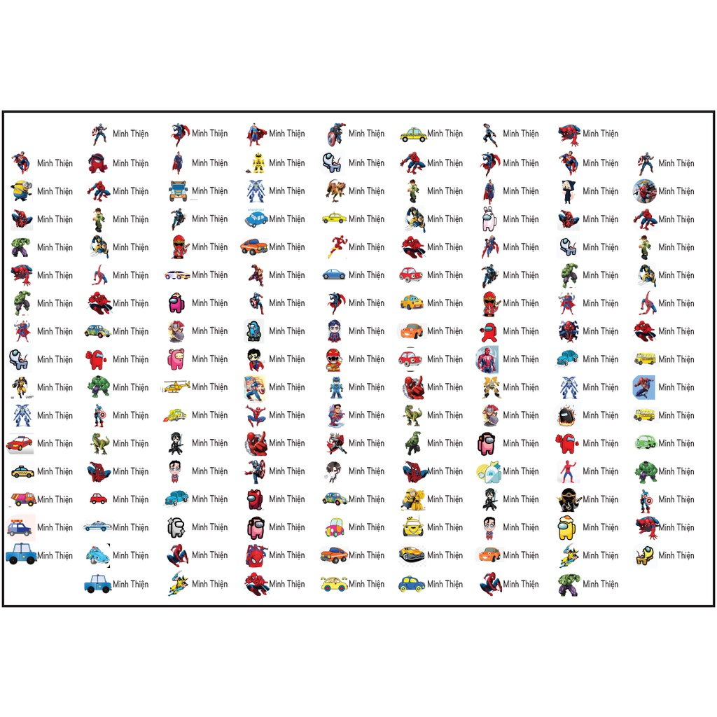Combo 189 Sticker tên bé