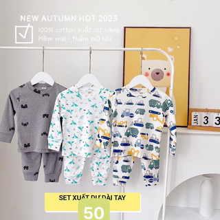 Sét 3 bộ cotton dài tay xuất hàn cho bé trai/ bé gái