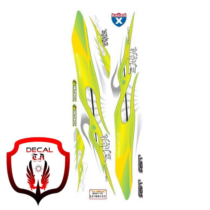 Tem WAVE 110 mẫu lửa xích cháy dán xe trắng tem 4 lớp chống nước