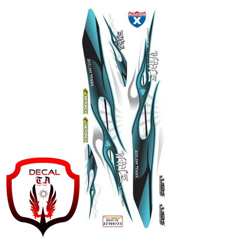 Tem WAVE 110 mẫu lửa xích cháy dán xe trắng tem 4 lớp chống nước