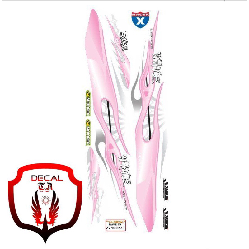 Tem WAVE 110 mẫu lửa xích cháy dán xe trắng tem 4 lớp chống nước